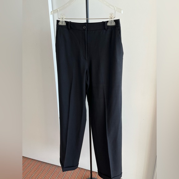 Ann Taylor Stretch wool blend dress pant black flat front straight leg lined 6 - Picture 2 of 11